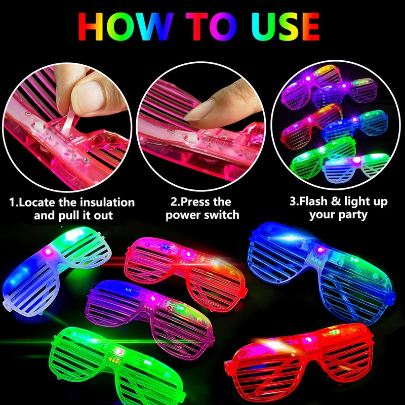 OceanWings 20 LED Glasses for Kids Adults Glow in The Dark Party Favor Supplies,Light up Glasses Toys for Holiday Concert for Neon Glow Party Favors,Wedding,Concert,Raves&Birthday Disco Halloween Christmas - Image 3